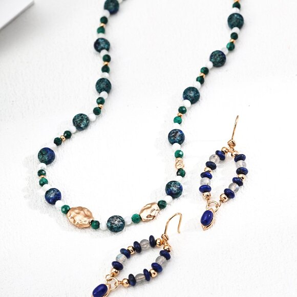 ✨ Artisan Original Lapis Lazuli & Moonstone Dangle Earrings | S925 Gold - Picture 5 of 6